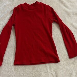 abercrombie kids Red Ribbed Long Sleeve Top